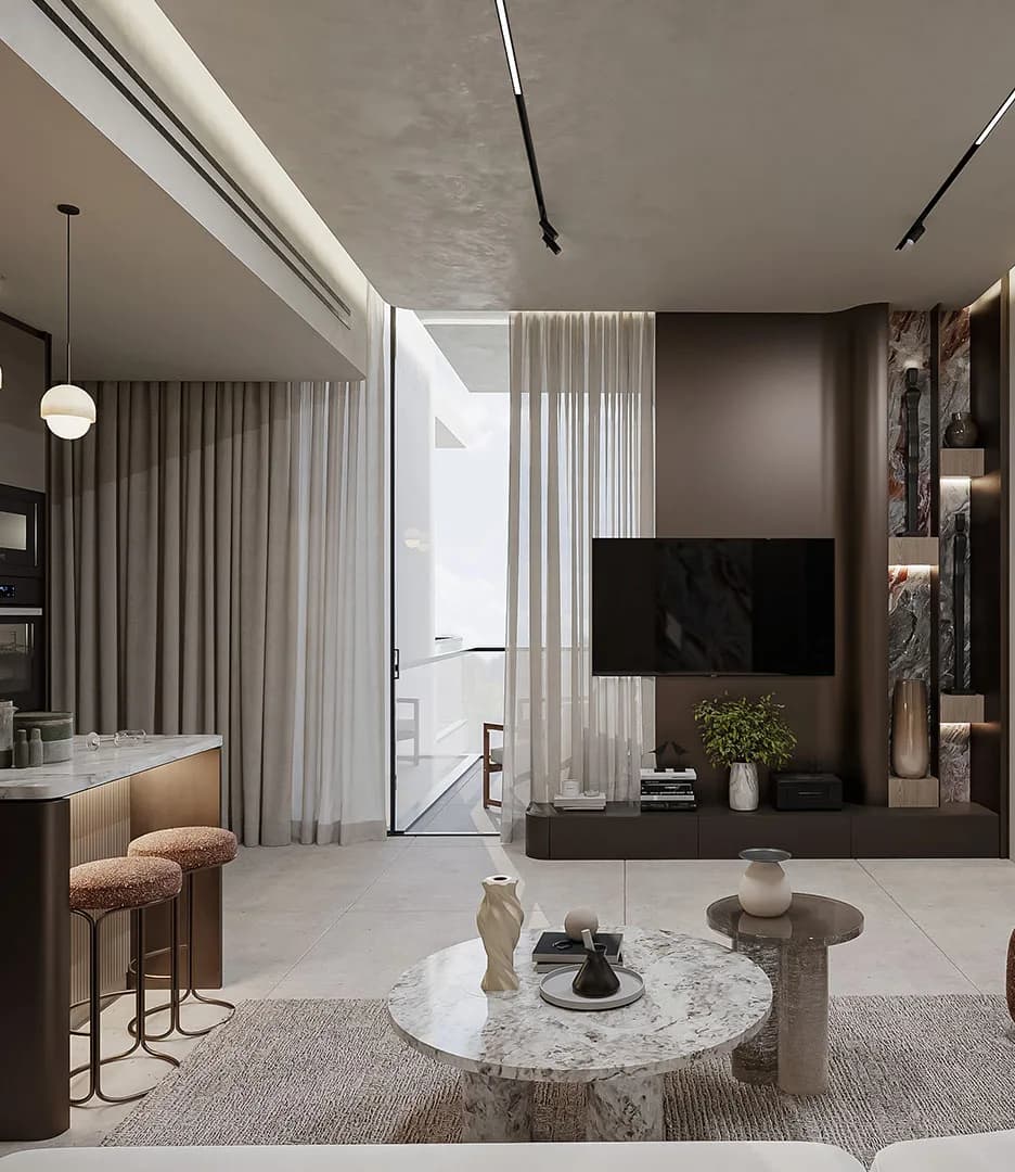 Living and kitchen at Peace Avenue